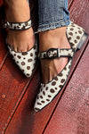POINTED BALLET FLATS WITH LEOPARD STRAPS