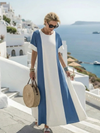 Short Sleeve Color Block Maxi Dress