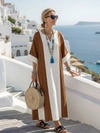 Short Sleeve Color Block Relaxed Maxi Dress