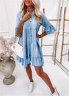 Ruffled Denim Midi Dress