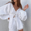 Ruffled Tie-Front Top and Shorts Set