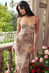 Figure-Hugging Dress with Textured Print