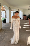 Off the Shoulder Crochet Lace Maxi Dress