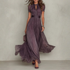 Lace Trim Chiffon Maxi Dress