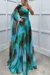 Chiffon Printed Off-Shoulder Dress
