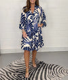 Printed V Neck Midi Dress