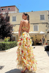Rose-Print Chiffon Maxi Dress with Slit
