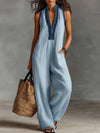 Sleeveless Jumpsuit with High Collar