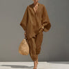 Casual Two-Piece Set with V-Neck for Women