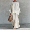 Two-Piece Set with Long Sleeves and Wide-Leg Pants