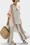 Sophisticated Multicolor Striped Top and Mediterranean Pants