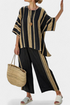 Comfortable Oversized Striped Top and Relaxed Linen Pants