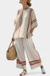 Comfortable Boho Print Blouse and Loose-Fit Pants