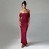 Off-The-Shoulder Pleated Maxi Dress