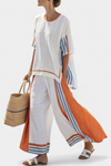 Comfortable Wide-Leg Striped Pants and Linen Top