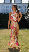 Floral Charm High-Neck Midi Dress