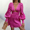 V-Neck Dress with Puff Sleeves