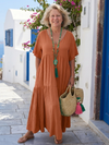 Short Sleeve Tiered Blue Maxi Dress