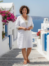 V Neck Three Quarter Sleeve Knee Length Dress