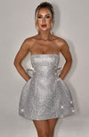 Glittery Mini Dress with Bow at Back