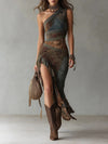 Asymmetrical Ethnic Print Maxi Dress
