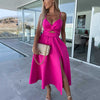 Spaghetti Strap Midi Dress with High Slit