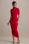 Asymmetric Twisted Cape Maxi Dress