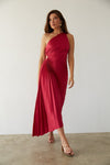 One Shoulder Pleated Midi Dress