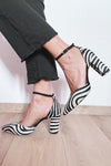 Zebra Print Ankle Strap Pumps