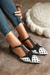 T-Bar Pattern Ballet Flats