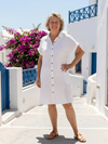 Short Sleeve Front Pocket Knee Length Dress