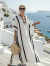 Short Sleeve Color Block Striped Maxi Dress