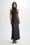 Satin Maxi Dress with Waterfall Neckline