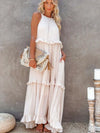 Halterneck Dress With Ruffles and Maxi Pockets