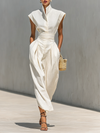 Lapel Waist Maxi Dress