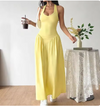 Yellow Long Backless Dress