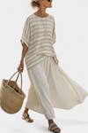 Comfortable Striped Bamboo Top and Flowing Linen Pants