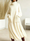 High-Neck Long-Sleeve Casual Loose Knit Dress
