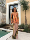 Floral Print Satin Maxi Dress