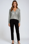 Sequin Embellished V Neck Sweater