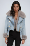 Denim Jacket with Fur Lining