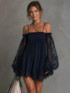 Navy Blue Chiffon Mini Dress