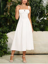 Corset Lace-Up White Midi Dress