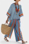 Sophisticated Terracotta Striped Top and Linen Pants