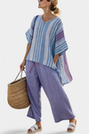 Elegant Lavender and Sky Blue Top and Linen Pants