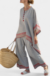 Sophisticated Asymmetrical Blouse and Ethnic Wide-Leg Pants