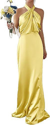 Elegant Ruched Halterneck Maxi Dress