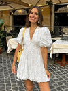 Embroidered Puff Dress