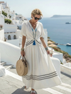 Short Sleeve V Neck Wrap Style Midi Dress