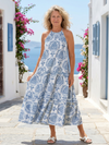 Sleeveless High Neck Tiered Midi Dress